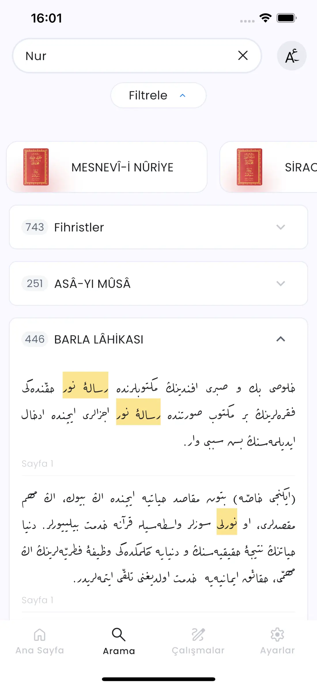 Uygulama ekran görüntüsü - Fihrist arama